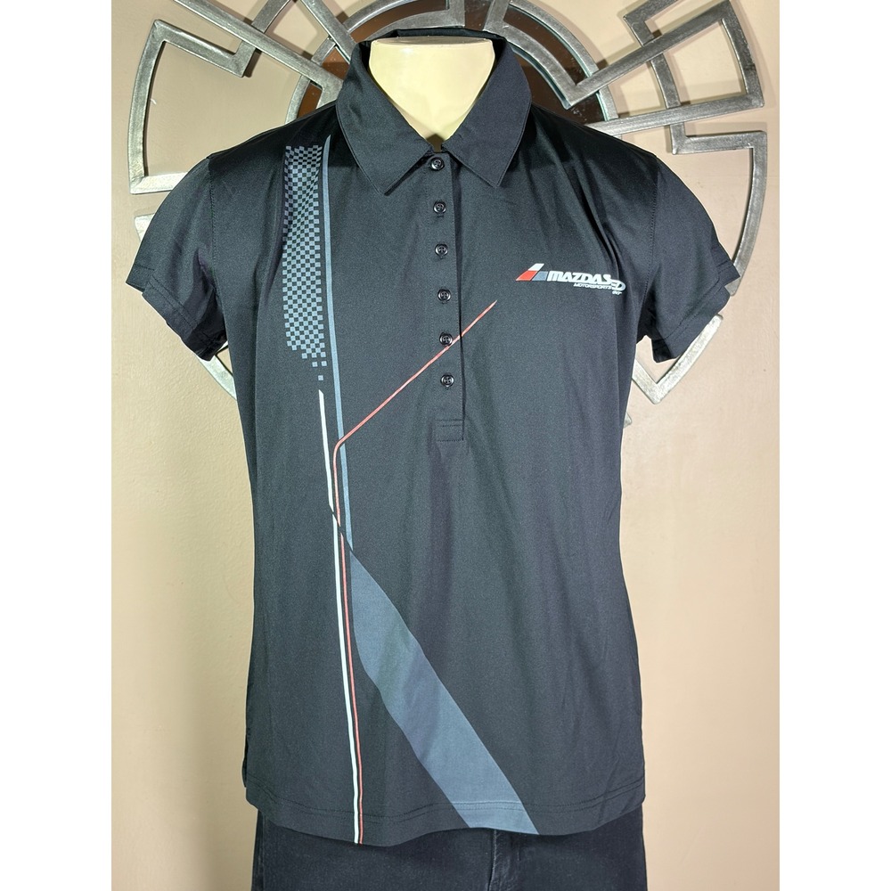 Tri-Mountain Mazdaspeed Motorsports Development Polo Shirt Black Women L Mazda